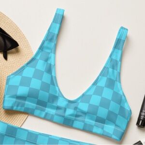 Blue Checkered Bikini top